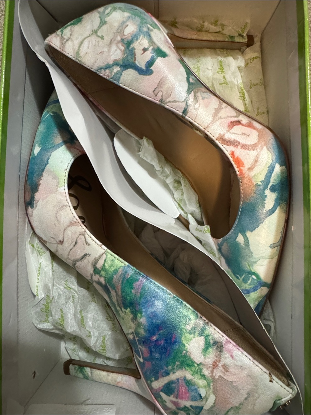 Sam Edelman Multicolor Watercolor Leather Hazel Pumps